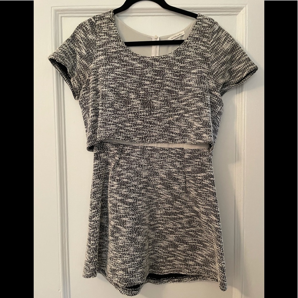 Milkyway Black and White Textured Mini Dress
